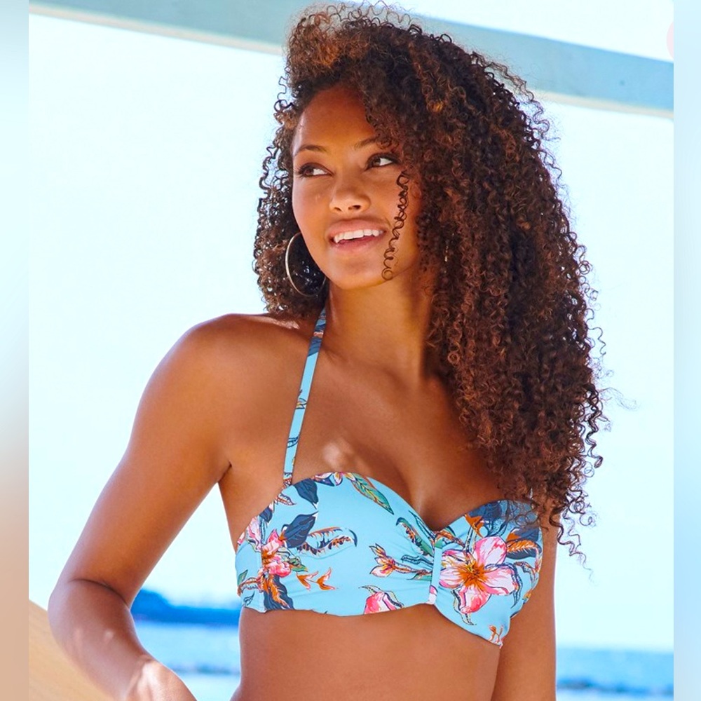 🩵 NWOT🩵 LASCANA Hibiscus 🌺 Print Bandeau Bikini Top